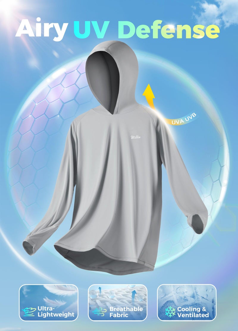 Willit Women's UPF 50+ Sun Protection Hoodie SPF Shirt Long Sleeve Hiking Fishing Outdoor Shirt Lightweight Hoodie Gray M - Image 5